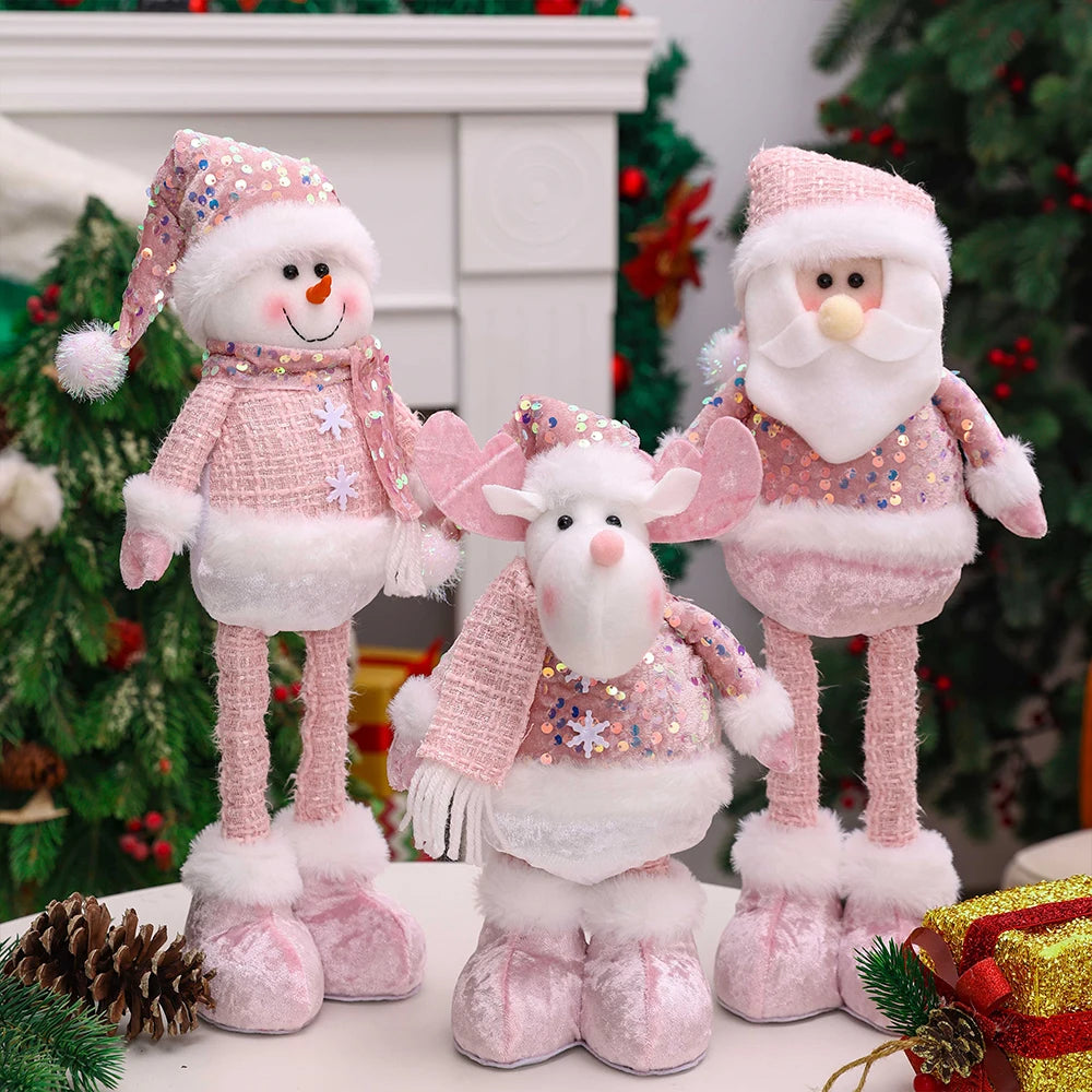 Handmade Pink Christmas Dolls Set – Elegant Winter Collection