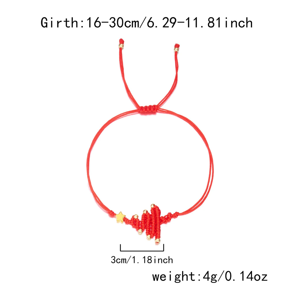 Handmade Red Christmas Tree Bracelet – Festive Woven Charm by CELMYS