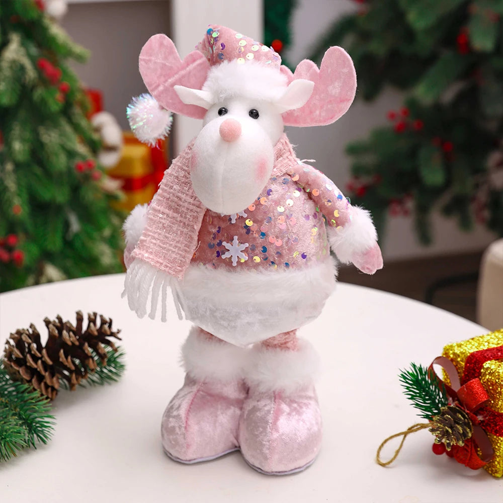 Handmade Pink Christmas Dolls Set – Elegant Winter Collection