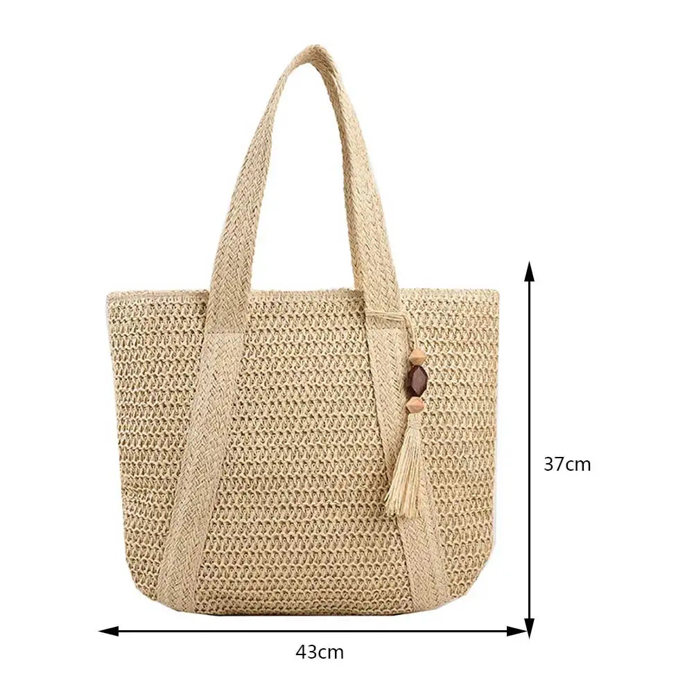 Handmade Woven Tote Bag – Natural Straw Shoulder Bag