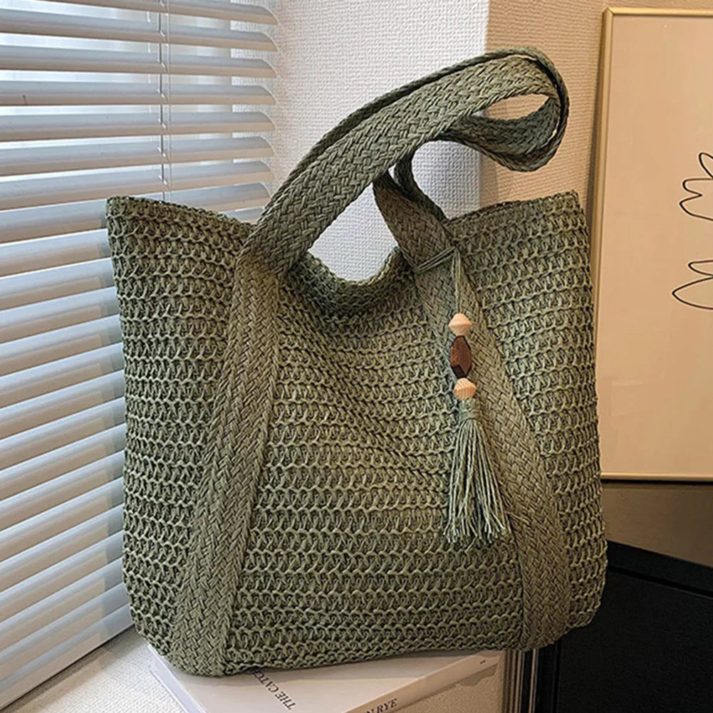 Handmade Woven Tote Bag – Natural Straw Shoulder Bag